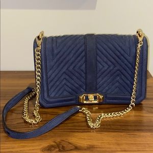 Rebecca Minkoff navy suede crossbody w/ clasp lock